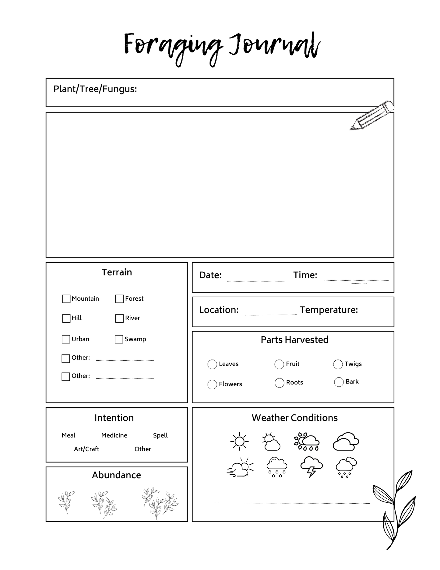 Foraging Journal Digital Planner