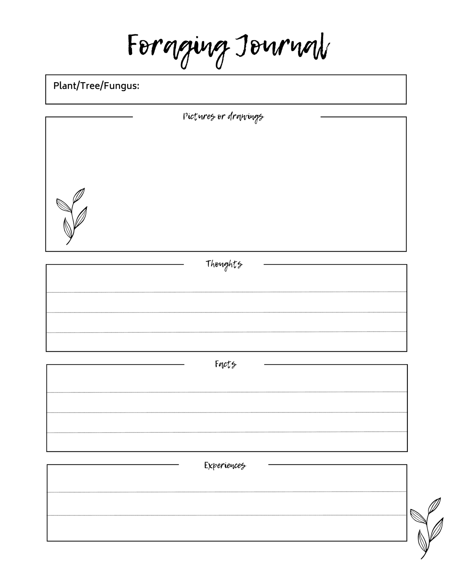 Foraging Journal Digital Planner