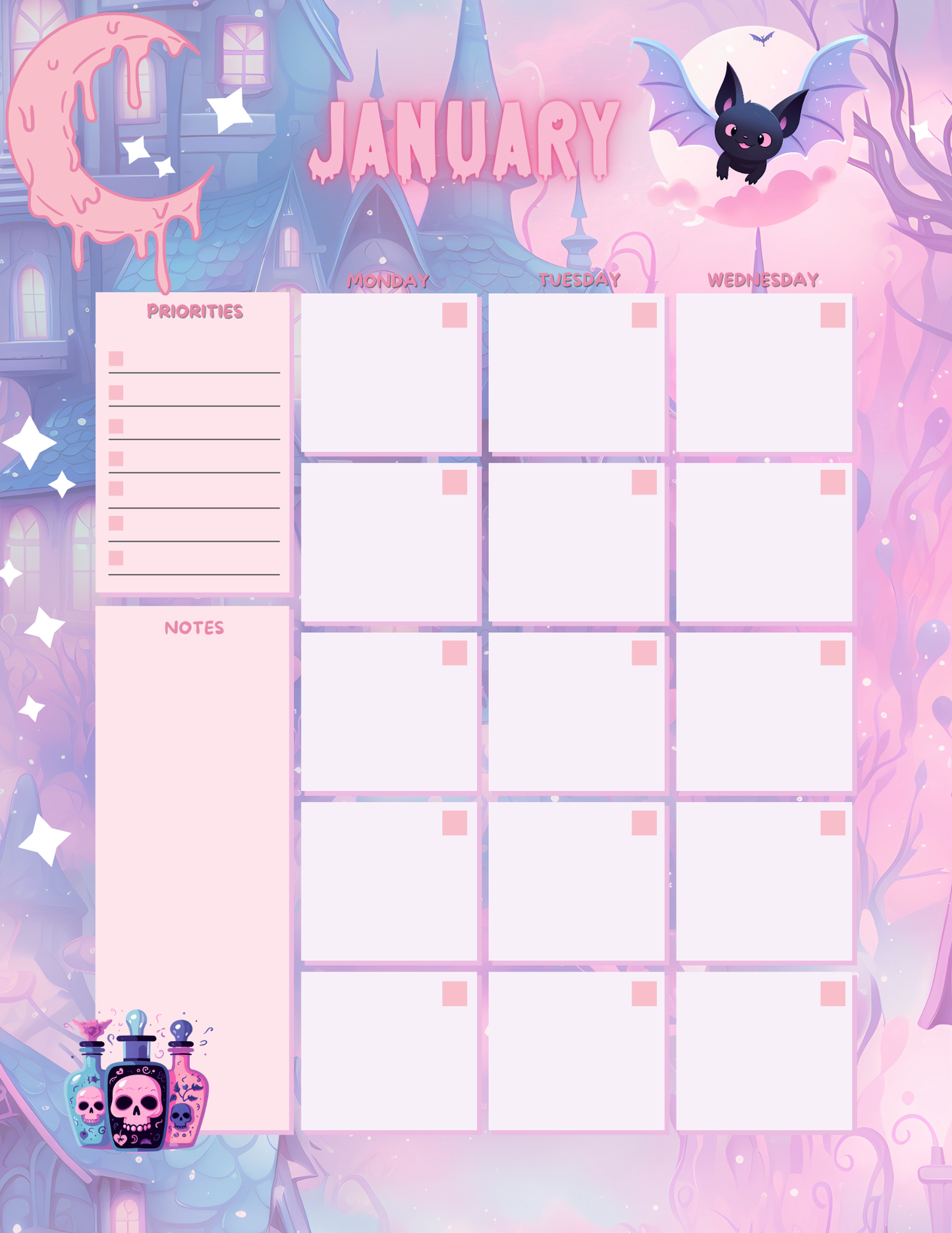 PASTEL GOTH PRINTABLE PLANNER