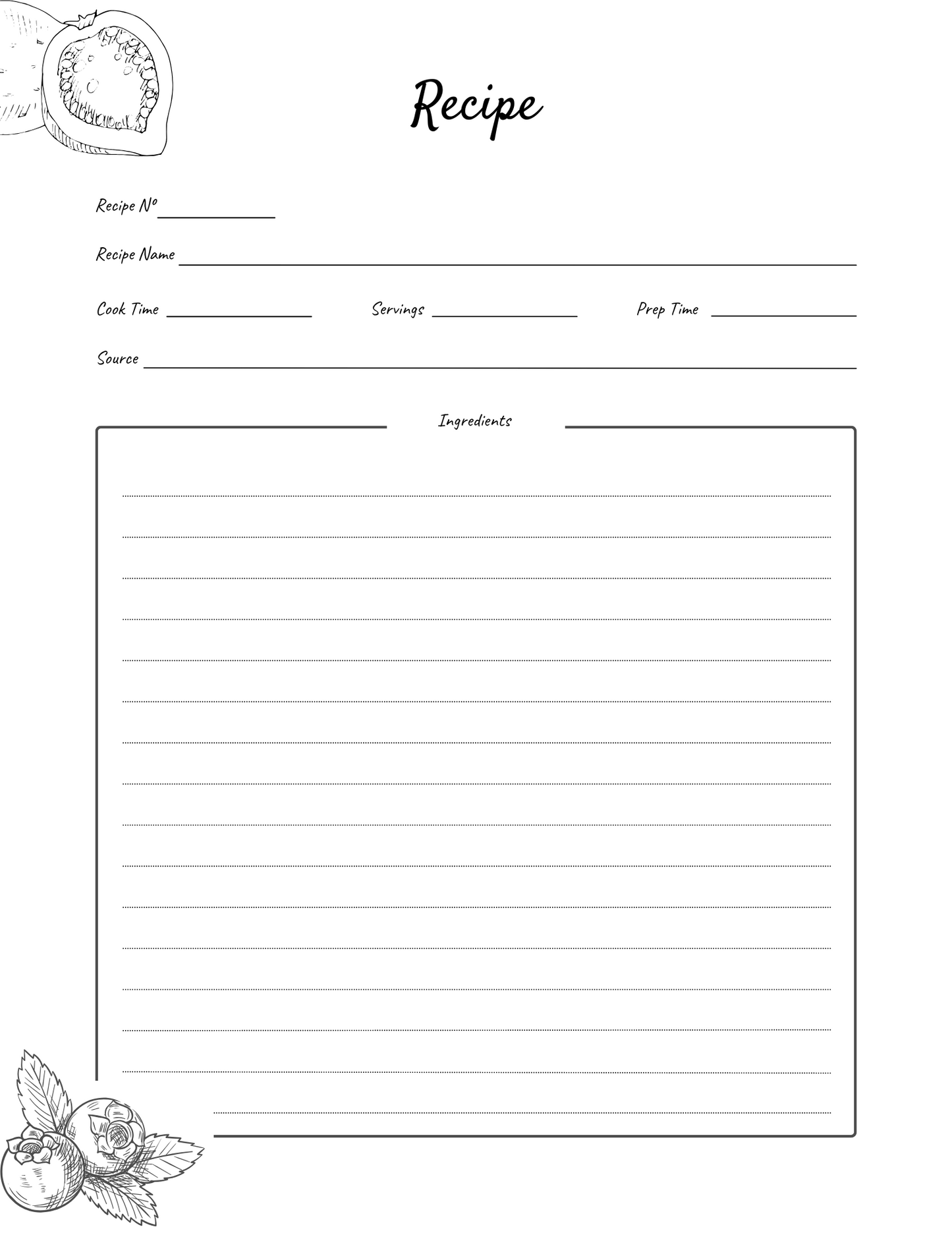 Recipe Book Digital Planner