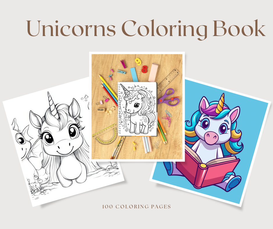 100 Pages Unicorns Coloring Sheet