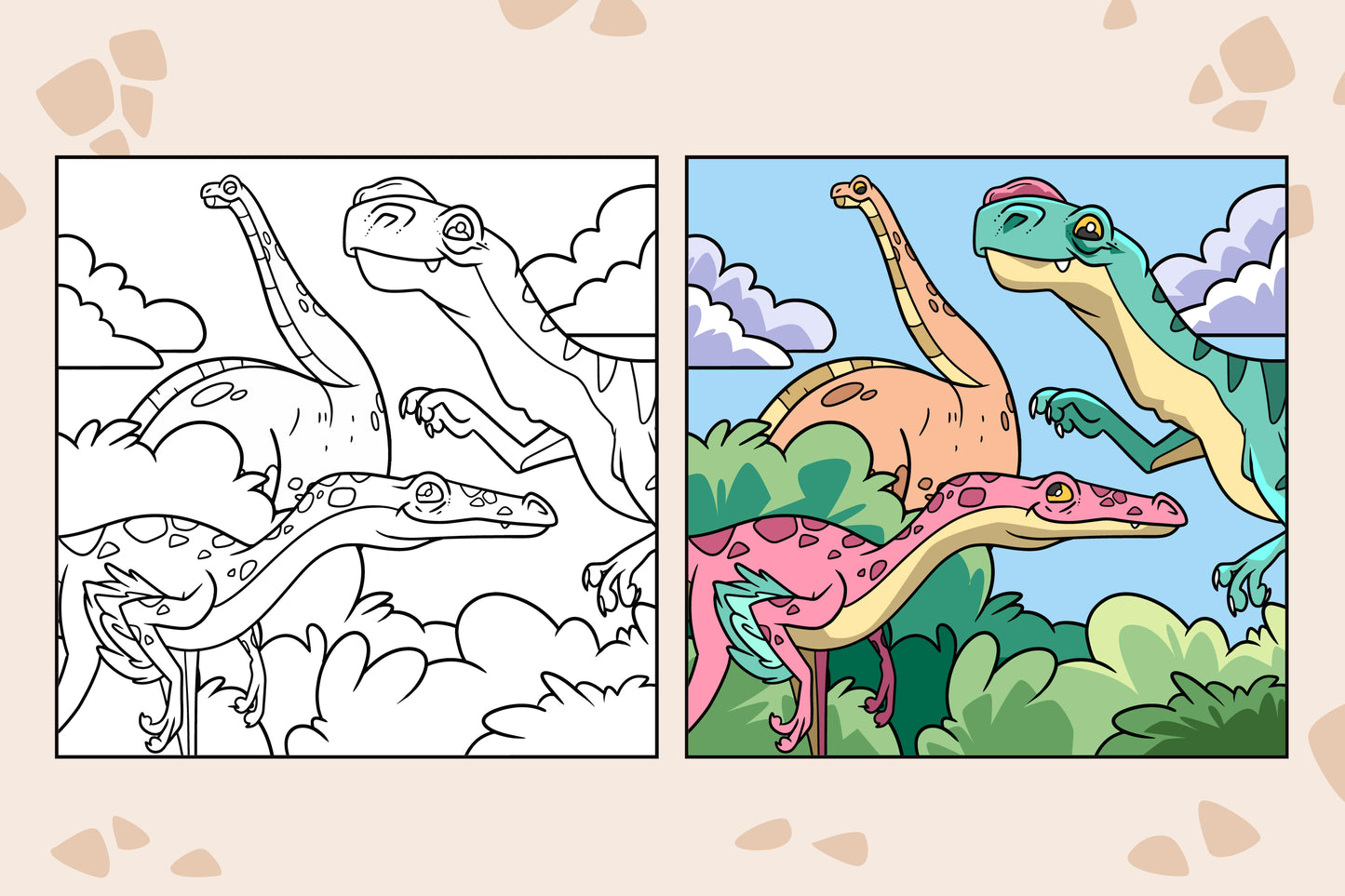 25 Pages Dinosaurs Coloring Sheet